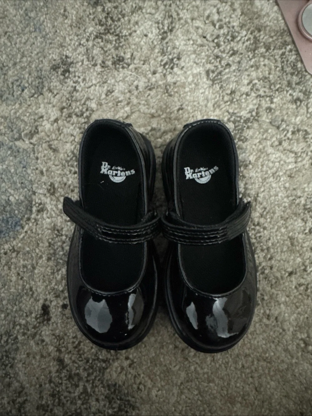 Dr. Martens Kids Black Patent Mary Jane Shoes with Strap